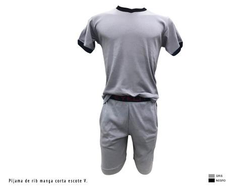 Pijama Eyelit Manga Corta Escote V En Rib De Algodón