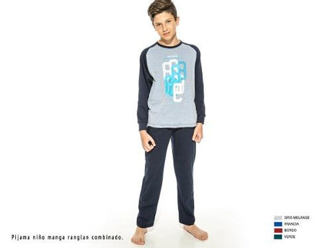 Pijama Junior Eyelit  Manga Larga Ranglan