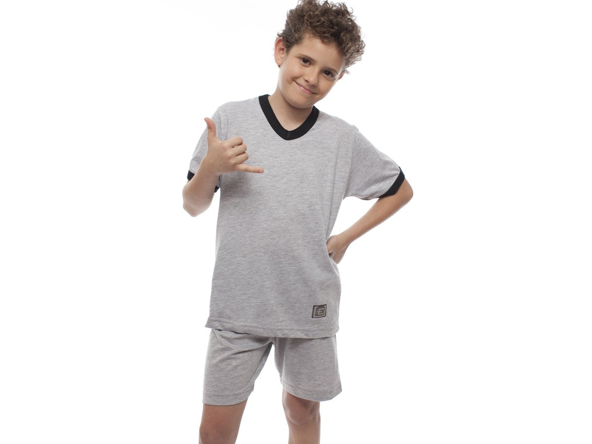 Pijama junior Eyelit manga corta escote V en algodón