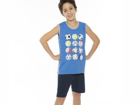 Pijama junior Eyelit sin mangas, con estampa en algodón