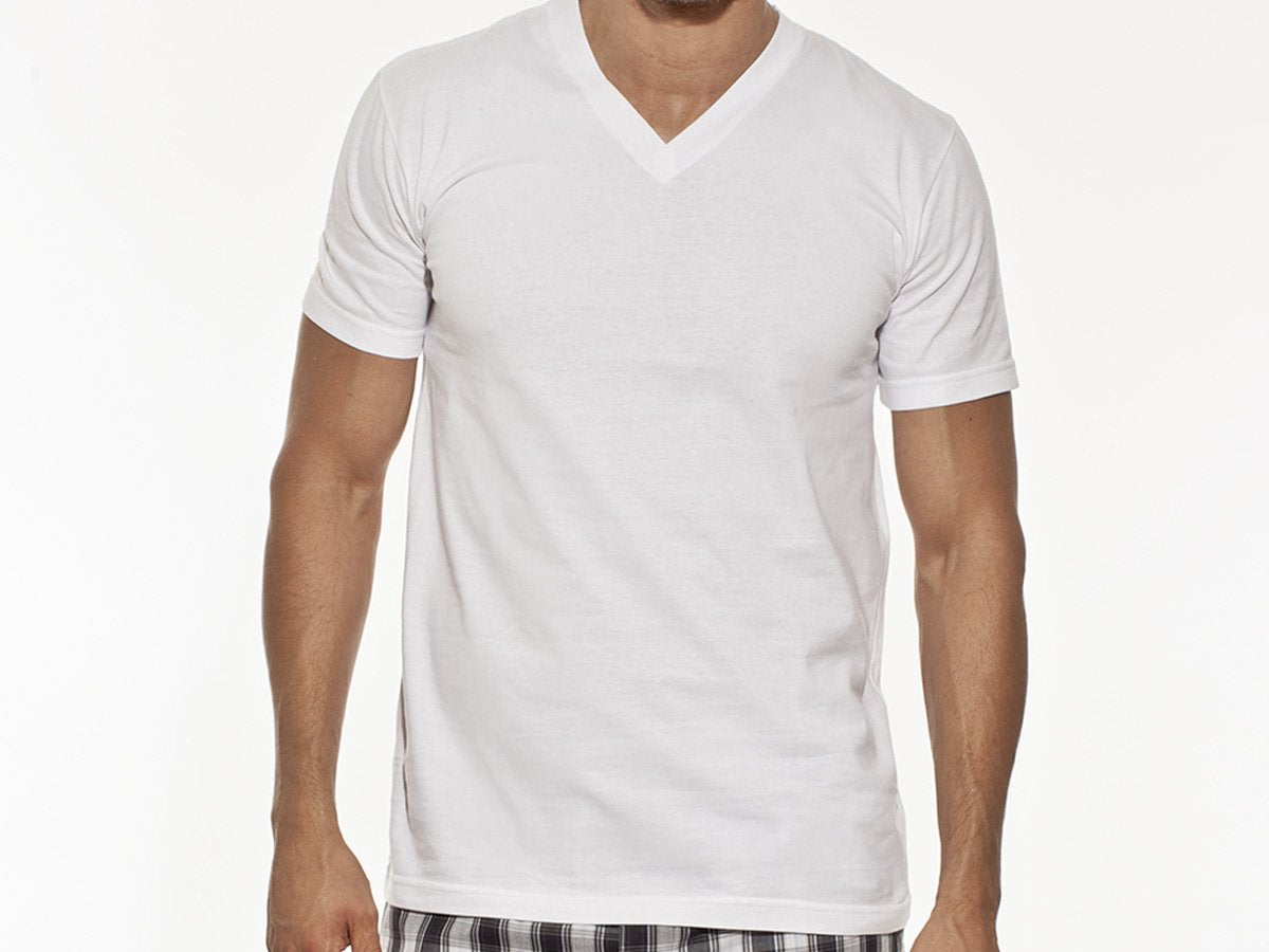 Camiseta Interlock  manga corta cuello V