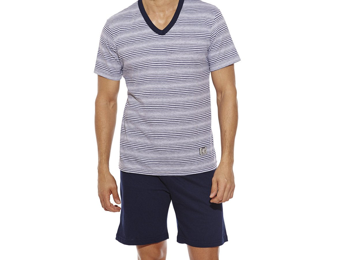 Pijama EYELIT escote V en rayado en algodón