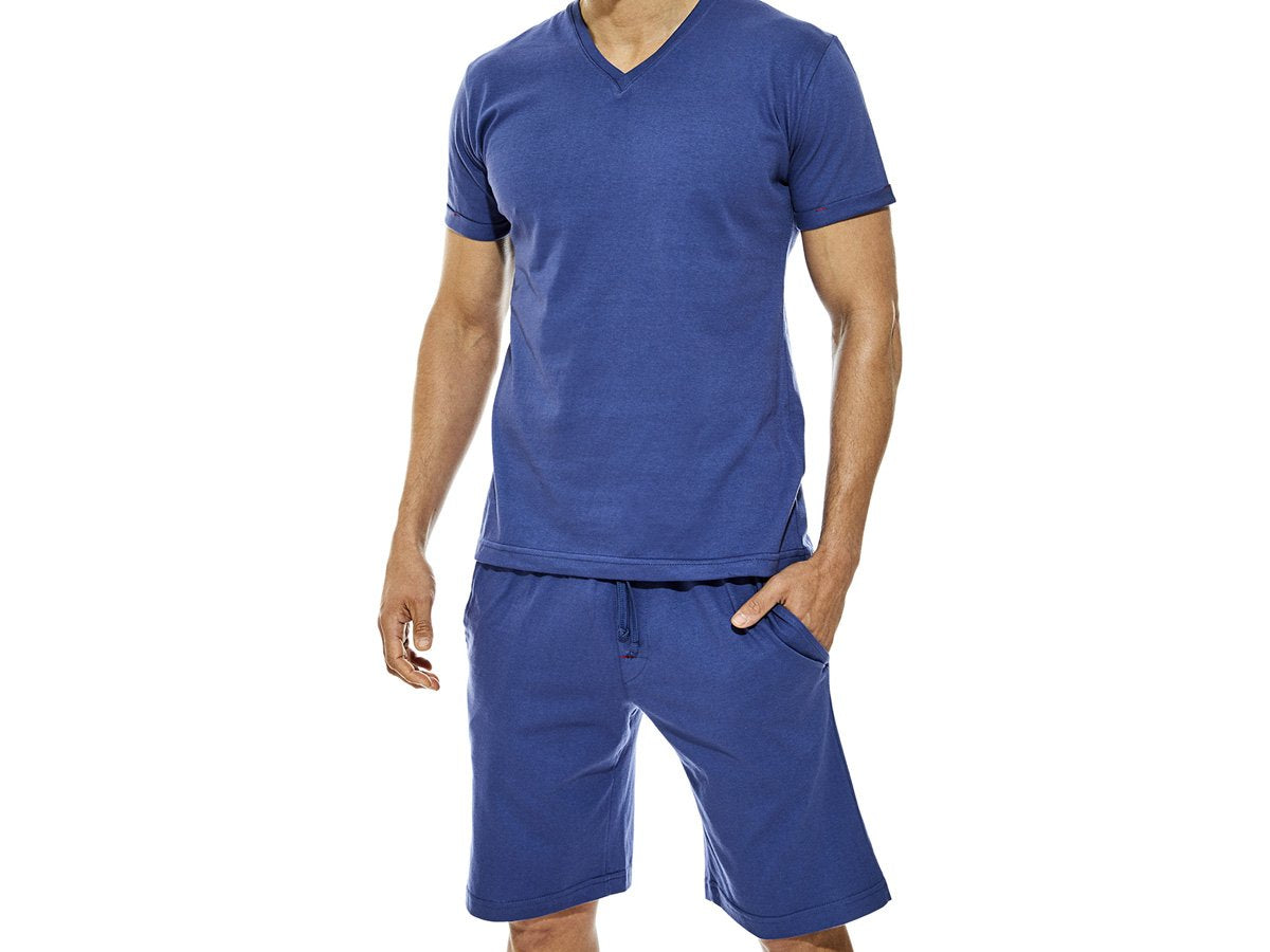 Pijama Eyelit manga corta escote V en algodón
