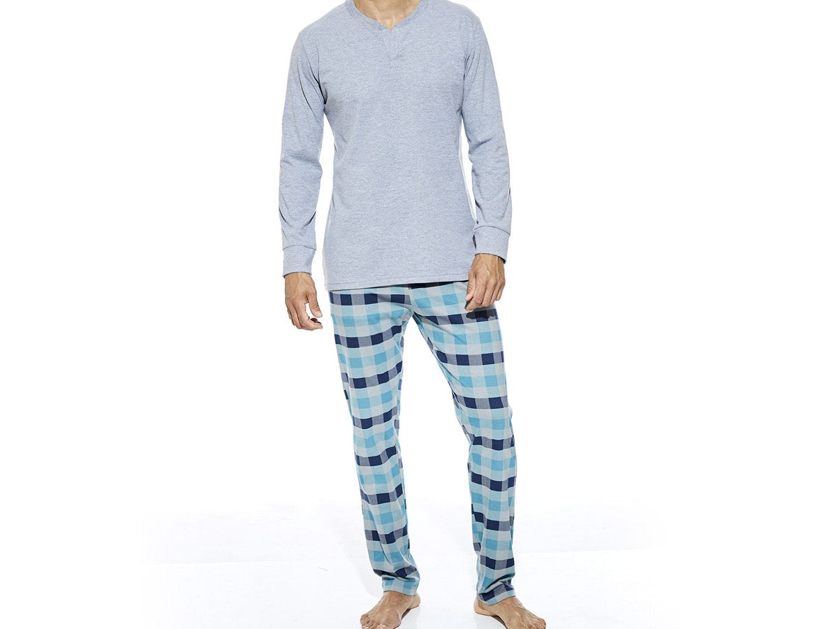 Pijama EYELIT manga larga, pantalon escoces en algodón