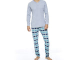 Pijama EYELIT manga larga, pantalon escoces en algodón