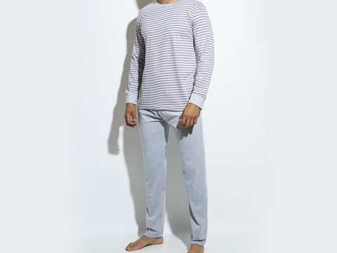 Pijama EYELIT manga larga casaca rayada y pantalón liso