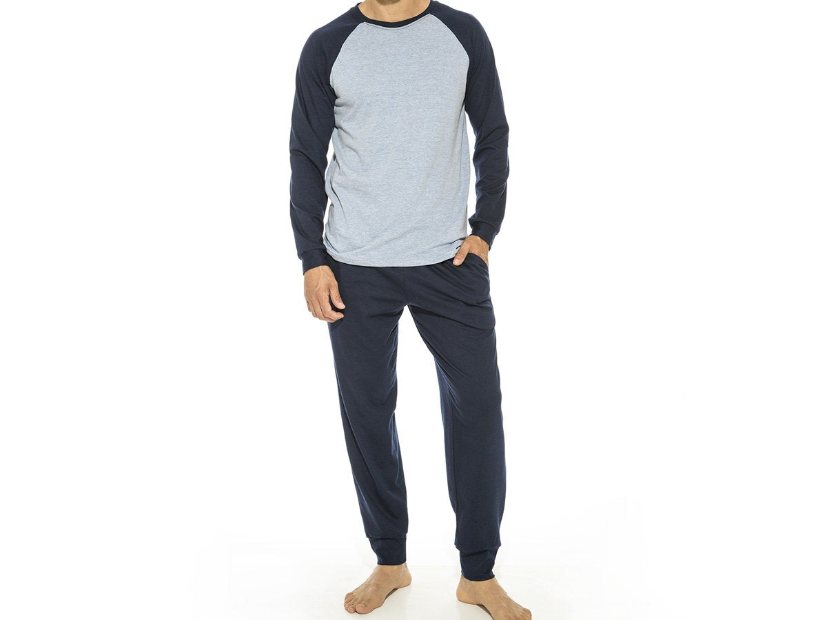 Pijama  manga larga ranglan en algodón