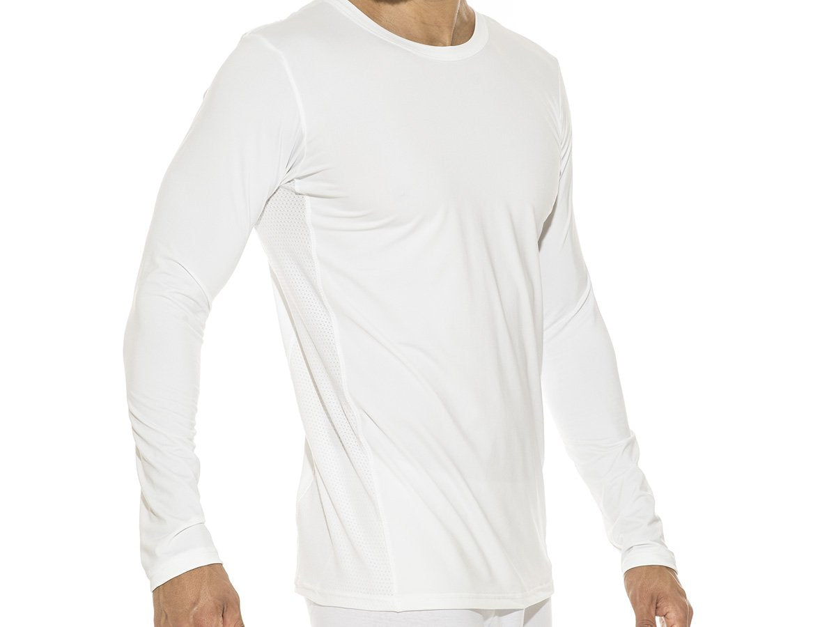 Camiseta manga larga c/parche calado escote O